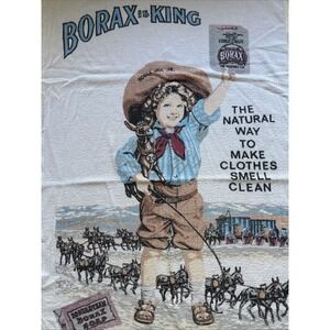 VTG Borax 20 Mule Team Cannon Mills Terry Cloth Beach‎ Towel Fringe 34" x 60"